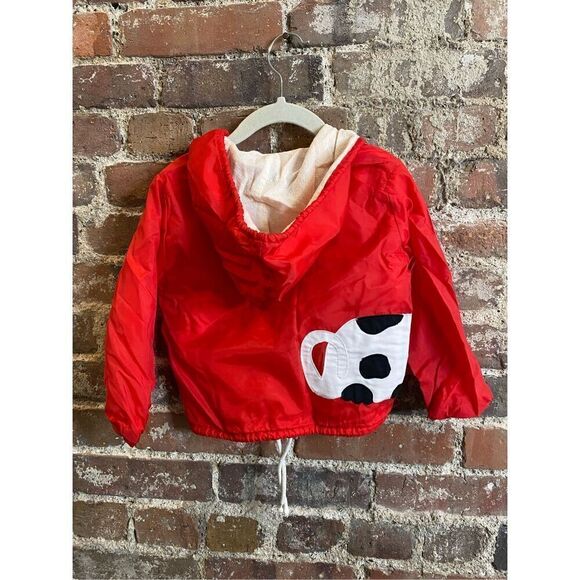 Vintage Toddler Windbreaker Jacket Red/White with Puppy and Bone 2T - Picture 7 of 13